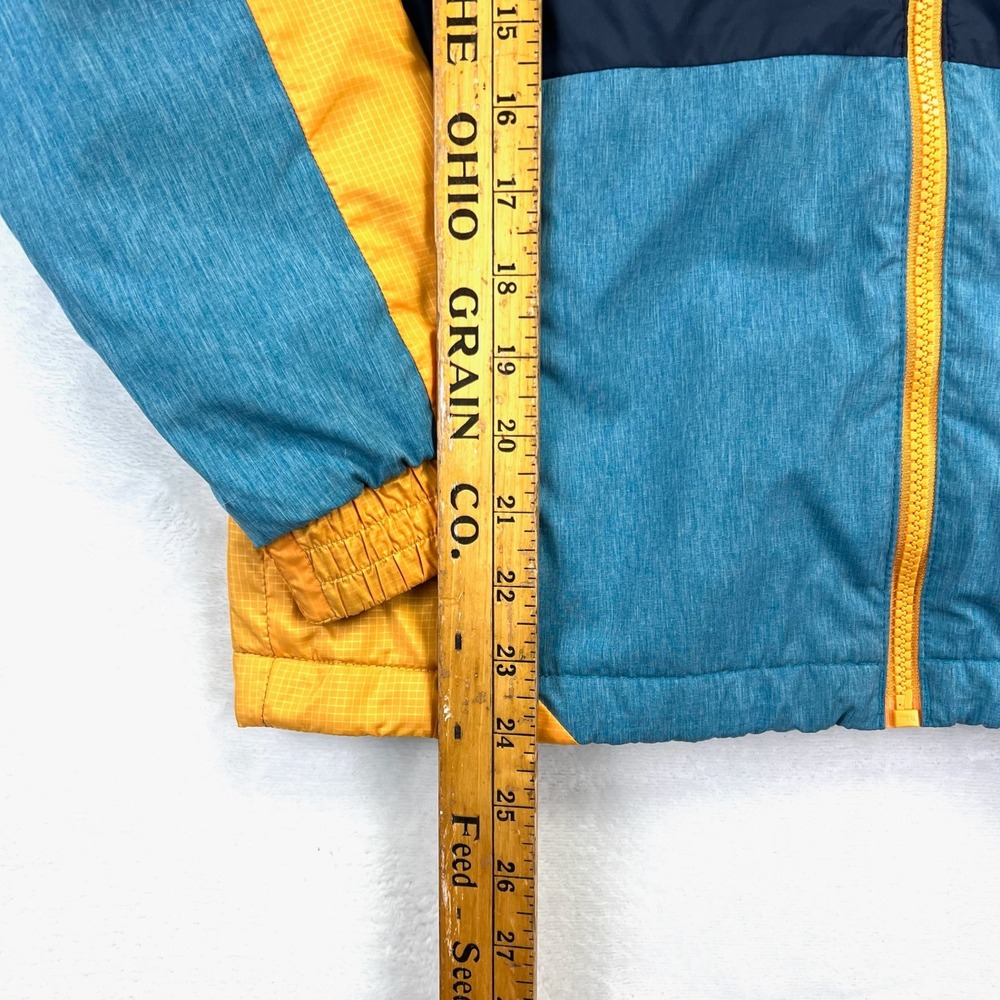 Columbia Kids L 14/16 Fleece Lined Hooded Jacket Colorblock Navy Orange WB0041 - Picture 8 of 9